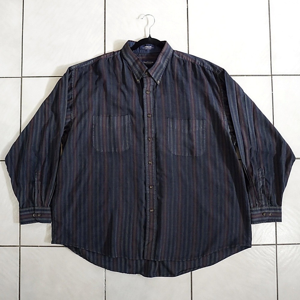 Vintage Van Heusen 90s Striped Button-Down Shirt XL